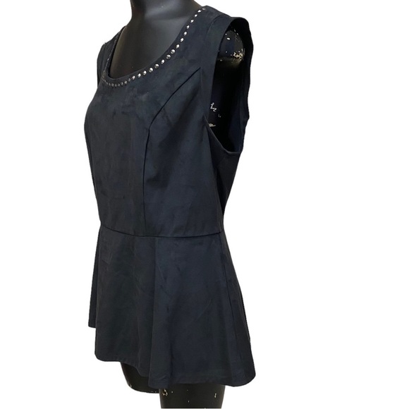 NEW Torrid Black Faux Suede Peplum Top Studded Neckline - Picture 4 of 7